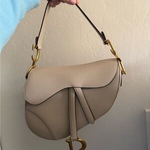 Beige Dior Saddle Bag
